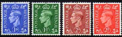 1951 GB - SG504a-7a Watermark Sideways Set of 4 from Coils MNH